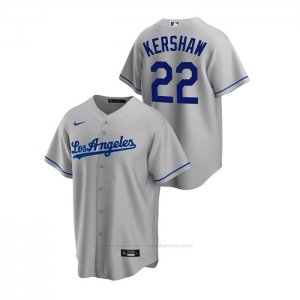 Camiseta Beisbol Hombre Los Angeles Dodgers Clayton Kershaw Replica Road Gris