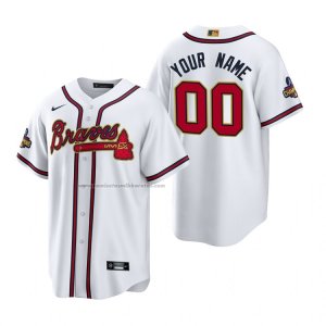 Camiseta Beisbol Hombre Atlanta Braves Personalizada 2022 Gold Program Replica Blanco