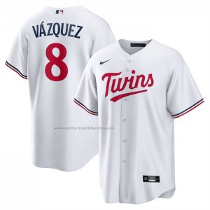Camiseta Beisbol Hombre Minnesota Twins Christian Vazquez Primera Replica Blanco