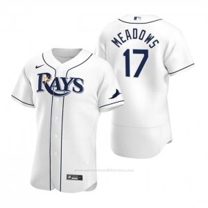 Camiseta Beisbol Hombre Tampa Bay Rays Austin Meadows Autentico Primera Blanco