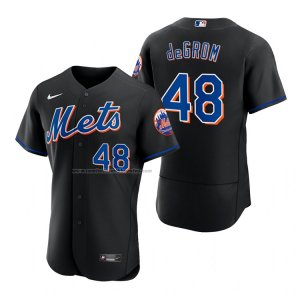 Camiseta Beisbol Hombre New York Mets Jacob Degrom 2022 Autentico Alterno Negro