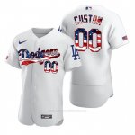 Camiseta Beisbol Hombre Los Angeles Dodgers Personalizada Stars & Stripes 4th of July Blanco