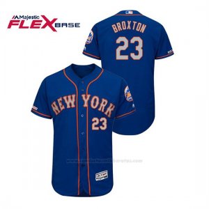 Camiseta Beisbol Hombre New York Mets Keon Broxton 150th Aniversario Patch Autentico Flex Base Azul