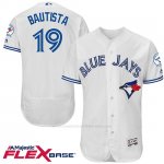 Camiseta Beisbol Hombre Toronto Blue Jays Jose Bautista 19 Blanco Flex Base Autentico Coleccion 40 Aniversario