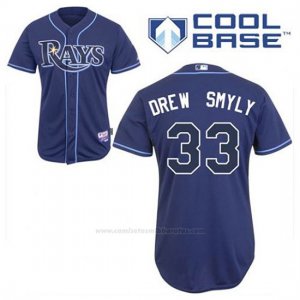 Camiseta Beisbol Hombre Tampa Bay Rays Drew Smyly 33 Azul Azul Alterno Cool Base