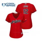 Camiseta Beisbol Mujer Indians Francisco Lindor Cool Base Majestic Alternato 2019 Rojo