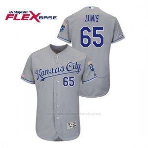 Camiseta Beisbol Hombre Kansas City Royals Jakob Junis 150th Aniversario Patch Flex Base Gris