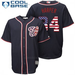 Camiseta Beisbol Hombre Washington Nationals Bryce Harper Stars Stripes Cool Base Azul