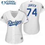 Camiseta Beisbol Mujer Los Angeles Dodgers 2017 World Series Kenley Jansen Blanco Cool Base