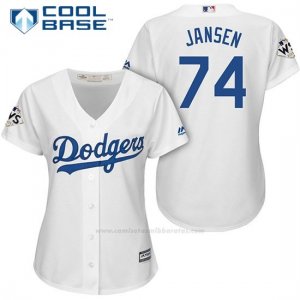 Camiseta Beisbol Mujer Los Angeles Dodgers 2017 World Series Kenley Jansen Blanco Cool Base