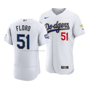 Camiseta Beisbol Hombre Los Angeles Dodgers Dylan Floro 2021 Gold Program Autentico Blanco Oro