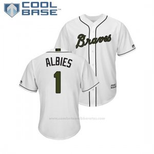 Camiseta Beisbol Hombre Atlanta Braves Ozzie Albies 2018 Dia de los Caidos Cool Base Blanco