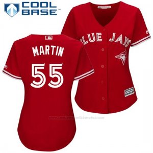 Camiseta Beisbol Mujer Toronto Blue Jays 55 Russell Martin Scarlet 2017 Cool Base