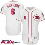 Camiseta Beisbol Hombre Cincinnati Reds 6 Billy Hamilton 6 Blanco Flex Base Autentico Coleccion Jugador