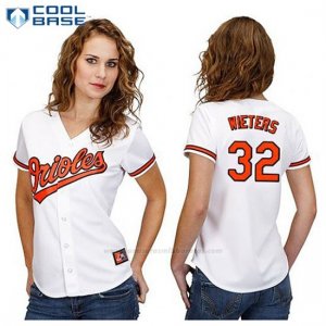 Camiseta Beisbol Mujer Baltimore Orioles 32 Matt Wieters Blanco Cool Base