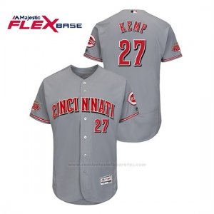 Camiseta Beisbol Hombre Cincinnati Reds Matt Kemp 150th Aniversario Patch Flex Base Gris