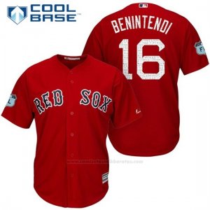 Camiseta Beisbol Hombre Boston Red Sox 16 Andrew Benintendi Scarlet 2017 Entrenamiento de Primavera Cool Base
