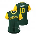 Camiseta Beisbol Mujer Oakland Athletics Marcus Semien 2018 Llws Players Weekend Sauce Green