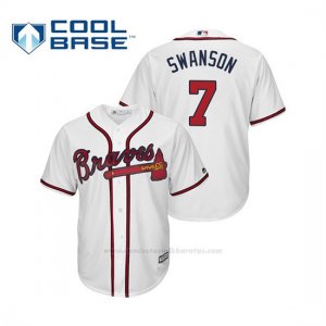 Camiseta Beisbol Hombre Atlanta Braves Dansby Swanson Cool Base Majestic Home 2019 Blanco