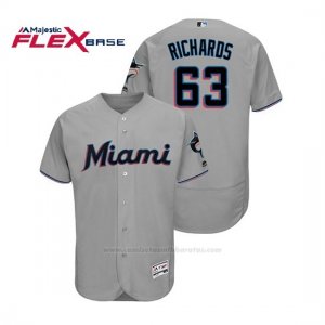 Camiseta Beisbol Hombre Miami Marlins Trevor Richards Flex Base Autentico Collection Road 2019 Gris