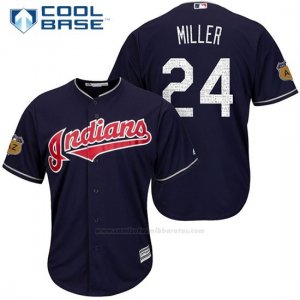 Camiseta Beisbol Hombre Cleveland Indians Andrew Miller 24 Azul 2017 Entrenamiento de Primavera Cool Base Jugador