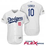 Camiseta Beisbol Hombre Los Angeles Dodgers 2017 Postemporada Justin Turner Blanco Flex Base