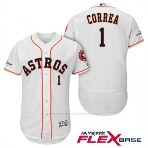 Camiseta Beisbol Hombre Houston Astros 2017 Postemporada Carlos Correa Blanco Flex Base