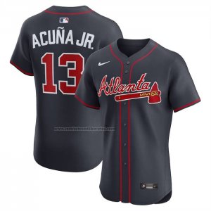 Camiseta Beisbol Hombre Atlanta Braves Ronald Acuna Jr Alternate Elite Azul