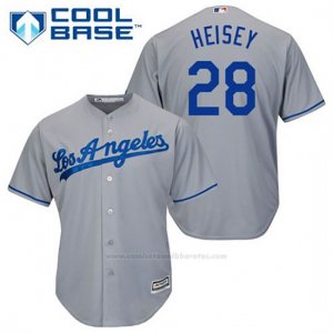 Camiseta Beisbol Hombre Los Angeles Dodgers Chris Heisey 28 Gris Cool Base