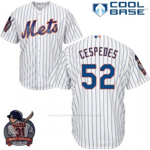 Camiseta Beisbol Hombre New York Mets Yoenis Cespedes Blanco Cool Base With Piazza