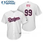 Camiseta Beisbol Hombre Los Angeles Dodgers 2017 Estrellas y Rayas Hyun Jin Ryu Blanco Cool Base