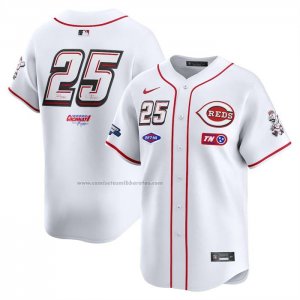 Camiseta Beisbol Hombre Cincinnati Reds Numero 25 2025 MLB Speedway Classic Primera Replica Blanco Camiseta Beisbol Hombre Cincinnati Reds Numero 25 2025 MLB Speedway Classic Primera Replica Blanco