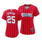 Camiseta Beisbol Mujer Miami Marlins Lewis Brinson 2021 City Connect Sugar Kings Rojo