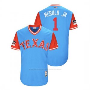 Camiseta Beisbol Hombre Texas Rangers Elvis Andrus 2018 Llws Players Weekend Merulo Jr Light Toronto Blue Jays