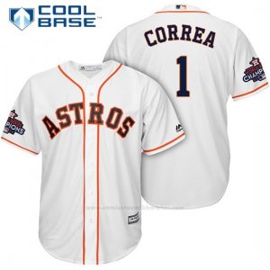 Camiseta Beisbol Hombre Houston Astros 2017 World Series Campeones Carlos Correa Blanco Cool Base