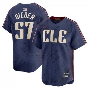 Camiseta Beisbol Hombre Cleveland Guardians Shane Bieber City Connect Limited Azul
