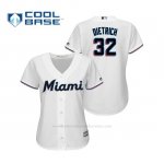 Camiseta Beisbol Mujer Miami Marlins Derek Dietrich Cool Base Majestic 1ª 2019 Blanco