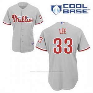 Camiseta Beisbol Hombre Philadelphia Phillies Cliff Lee 33 Gris Cool Base