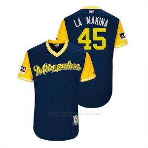 Camiseta Beisbol Hombre Milwaukee Brewers Jhoulys Chacin 2018 Llws Players Weekend La Makina Azul