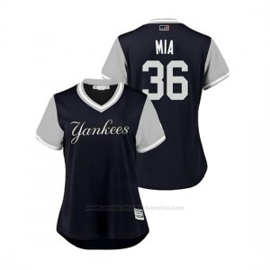 Camiseta Beisbol Mujer New York Yankees Lance Lynn 2018 Llws Players Weekend Mia Azul