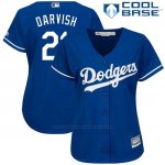 Camiseta Beisbol Mujer Los Angeles Dodgers 21 Yu Darvish Royalplayer Cool Base
