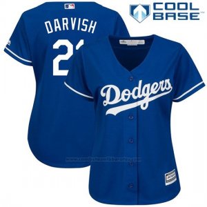 Camiseta Beisbol Mujer Los Angeles Dodgers 21 Yu Darvish Royalplayer Cool Base