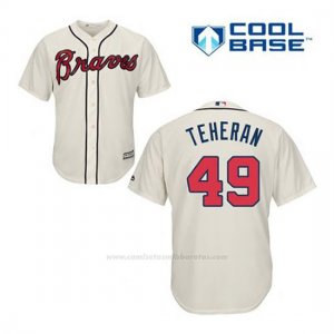 Camiseta Beisbol Hombre Atlanta Braves 49 Julio Teheran Crema Alterno Cool Base