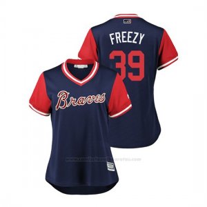 Camiseta Beisbol Mujer Atlanta Braves Sam Freeman 2018 Llws Players Weekend Freezy Azul