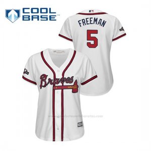 Camiseta Beisbol Mujer Atlanta Braves Freddie Freeman 2019 Postseason Cool Base Blanco