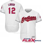 Camiseta Beisbol Hombre Cleveland Indians Francisco Lindor Blanco Flex Base Autentico Coleccion