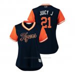 Camiseta Beisbol Mujer Detroit Tigers Jacoby Jones 2018 Llws Players Weekend Juicy J Azul