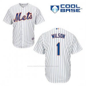 Camiseta Beisbol Hombre New York Mets Mookie Wilson 1 Blanco 1ª Cool Base