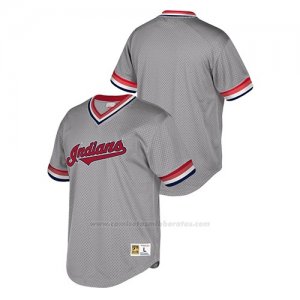 Camiseta Beisbol Hombre Cleveland Indians Cooperstown Collection Mesh Wordmark Gris