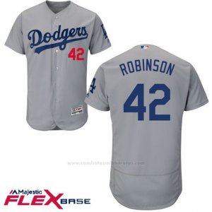 Camiseta Beisbol Hombre Los Angeles Dodgers Jackie Robinson Gris Autentico Coleccion Flex Base